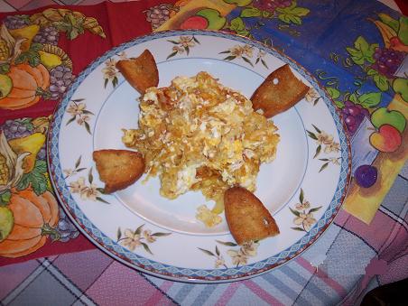 Huevos revueltos con bacalao