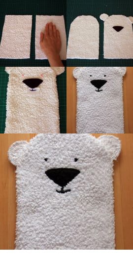 Una alegre manopla de baño con forma de oso polar