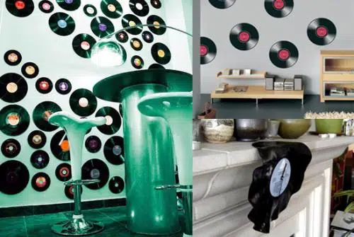 Decorar con discos de vinilo