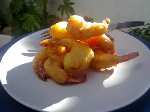 Guarniciones de Navidad: tempura de gambas